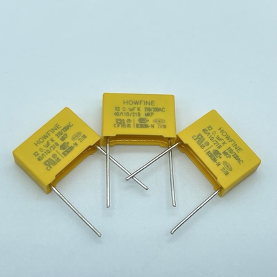 Yellow 0.1uF X2 Safety Capacitor Fireproof Solvent Resistant